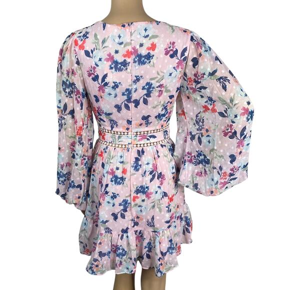 NWT Sage + Paige Wildflower Forever Floral Puff Sleeve Mini Dress SZ S - Picture 9 of 11